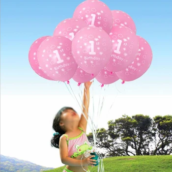 10buc Copil de Dus 1 Ziua Balon Roz albastru Balon Latex Pentru Fete Baieti Copilul de 1 An Prima zi de Nastere Copii Cadou Jucarii