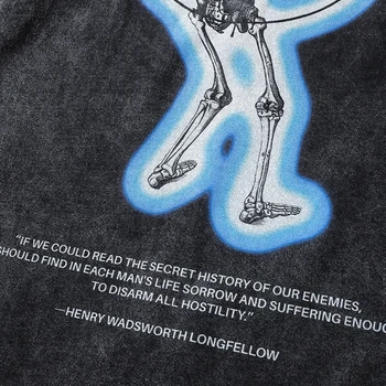Scopul La Craniu de Imprimare Supradimensionat Vintage tricou Y2k Grunge Goth Barbati Maneca Lunga Tricou Dificultate Spălare Bumbac Negru 2022