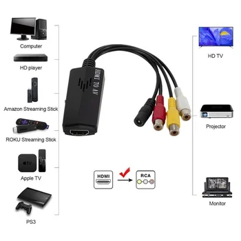 PzzPss HDMI La RCA Cablu HD 1080P Video to Audio Converter de sex Masculin La RCA AV Component Converter Pentru TV, VCR VHS DVD Recordere