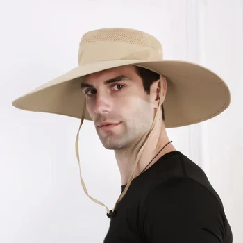 15 cm, Margine Largă Găleată Pălărie Pentru Bărbați Impermeabil Pescuit Capace de Vară UPF50+ Pălării de Soare de sex Masculin Respirabil în aer liber, Drumeții Boonie Capac