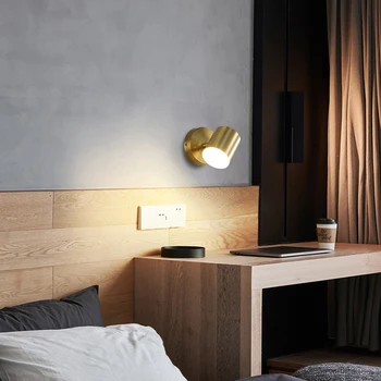Nordic Simplu de Aur Unghi Reglabil Lampa de Perete din Aluminiu Moderne Dormitor Noptieră oglindă scara decor de Lectură a CONDUS Lumina de Noapte