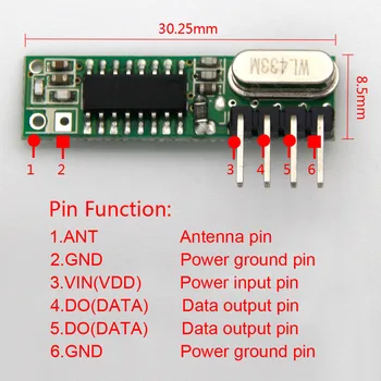 1Set superheterodină 433Mhz RF emițător și receptor Module kit de dimensiuni mici Pentru Arduino uno Diy kituri de 433 mhz control de la Distanță