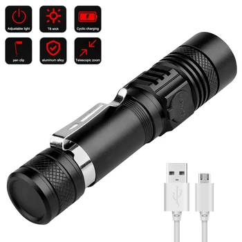 Puternic Lanterna Led-uri USB Utilizarea Reîncărcabilă 18650 Baterie Zoom Lanterna T6 LED-uri Lampă de Mână cu Lumina Flash Pentru Camping, Drumeții Lucru