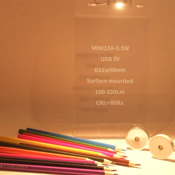 EtrnLED USB Led Light Mini Reflector Rotund Estompat 5V cu Comutator Montat pe o Suprafață de Cabinet Display Lampa Plafon Loc de Casa Negru