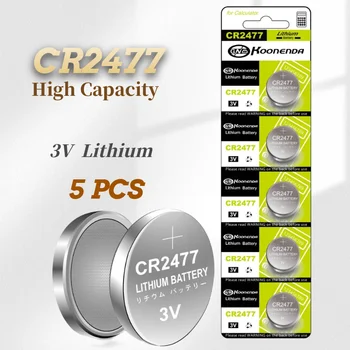 Noi 5PCS CR2477 3V Mediu Prietenos Baterie Buton Litiu, Baterii de Ceas Electronic cantar Calculator