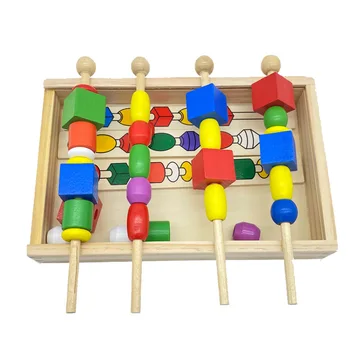 Treeyear Montessori pentru Copii Jucarii Educative din Lemn Colorat Forma de Stick ștrasuri din Mărgele Jucarii si Cadouri pentru Copii Imagine 2