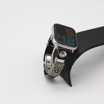 PU Lleather Banda Curea pentru Apple Watch 8/7/6/SE/5/4/3 42mm 44mm 38mm 40mm Retro Curea Accesorii pentru iwatch Înlocuire Brățară Imagine 2