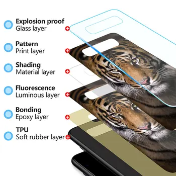Leu Tigru Animal de Sticla Caz de Telefon Pentru Samsung Galaxy S22 S21 S20 Ultra S8 S9 S10 Plus 5G S20 FE S10e Funda Acoperi Coque Imagine 2