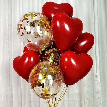15buc Ruby Red Baloane Latex Inima Dragoste de Aer Balon Balon cu Heliu Ziua Îndrăgostiților Logodna Nunta Consumabile Partid Găină Decor Imagine 2