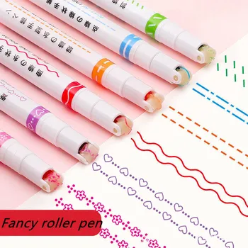 Amuzant Dublu Model de Linii de Contur Marker în Mână Copia Cont de Multi-colorate Curba Pen iute Uscat Mark Note Pictura Evidențiere Imagine 2
