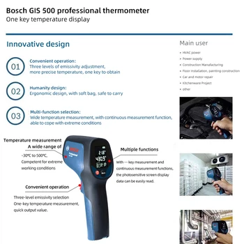 Bosch Termometru GIS 500 de Non-contact, cu Laser Infraroșu Termometru Termometru Industrial Termometru Electronic Imagine 2
