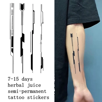 Linie Mecanice Autocolante Tatuaj Suc pe bază de Plante Non-reflectorizante Impermeabile Durată de sex Feminin de sex Masculin Picior, Braț, Piept Faux Tatouage Adesivos Imagine 2