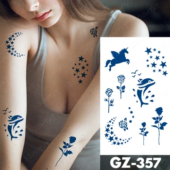 Semi-Permanent Pe Bază De Plante Impermeabil Tatuaj Temporar Autocolante Inima Star Smiley Lună Linie De Cerneală De Durată Tatuaje Body Art Tatuaj Fals Imagine 2