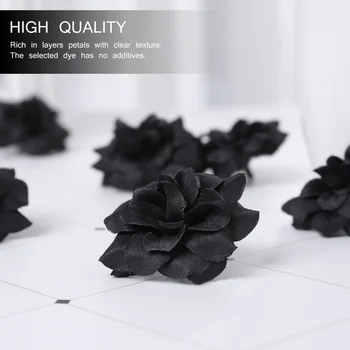 50pcs Simulare de Mătase Floare Trandafir Capete pentru Pălărie Haine Album Înfrumusețarea (Negru) Imagine 2