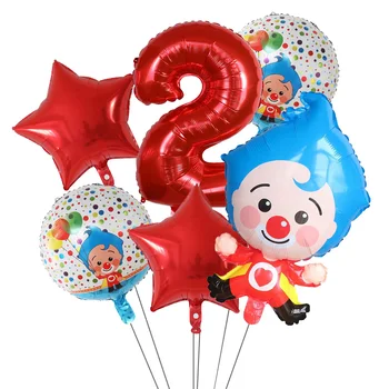 6pcs/Set Plim Clovn Folie cu Heliu Baloane Roșii Număr de Bile de Aer Globos Copii Happy Birthday Party, Decoratiuni Copii, Jucarii si Cadouri Imagine 2