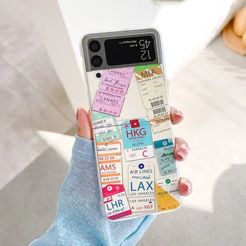 Pentru Samsung Galaxy Z Flip 4 3 Caz, Ștampila Eticheta Pictat Transparent, rezistent la Șocuri PC Greu Capacul din Spate Pentru Samsung Z Flip4 ZFlip3 Caz Imagine 2