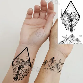 3D Pădure de Munte Tatuaje Temporare Pentru Femei Adulte Papadie Colibri Geometrie Fals Tatuaj Body Art Lavabil Tatuaje Autocolant Imagine 2