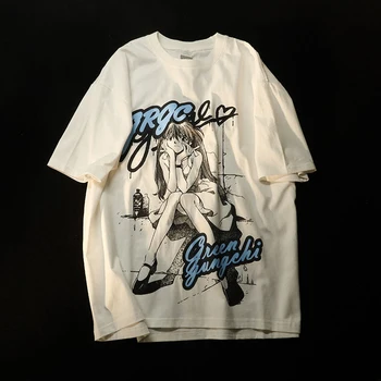 Supradimensionate Tricouri Femei T Shirt Anime Asuka Imprimare y2k haine Japoneze Grafic Kawaii E-fata de Streetwear Harajuku Grunge Topuri Imagine 2