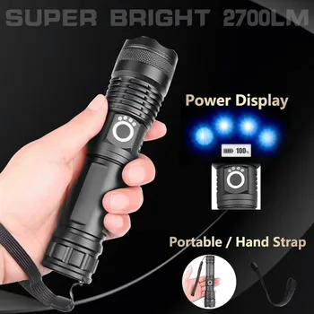 USB Reîncărcabilă Lanterna LED-uri xhp70.2 Lanternă Puternică 18650 26650 USB, Lanterna xhp70 Lanterna Tactice de Vânătoare Lampă de Mână de Lumină Imagine 2