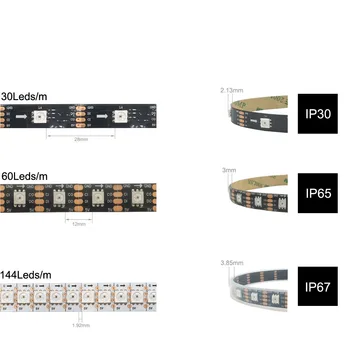 APA102 SK9822 Smart LED Pixel Benzi 30/60/144 Led-uri/Pixeli/m IP30/IP65/IP67 APA102C 5050 RGB LED Strip Lumina DC5V Imagine 2