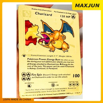 Pokemon 27 Stiluri NOI Mewtwo GX Aur de Metal Card Pikachu Charizard Anime Carduri de Jucarii pentru Copii Cadou de Crăciun engleză franceză Imagine 2