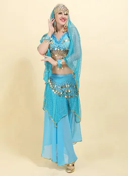 New Adult Bollywood Costume De Dans Indian Belly Dance Set Costum Pentru Femei Șifon Bollywood, Dans Din Buric Set Costum Pentru Femei Imagine 2