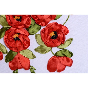 Ușor Panglica Broderie cu Broderie foarfeca pentru Incepatori Gherghef goblen Kit de Cusut Manual și Arta de Perete Flori Set Imagine 2