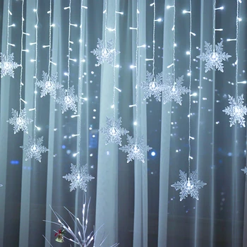 Decoratiuni de craciun de Anul Nou Decorare de Crăciun Fulg de nea 2022 Feston dus Zână Perdea de Lumini Șir Ghirlanda Pentru Decor Acasă Imagine 2