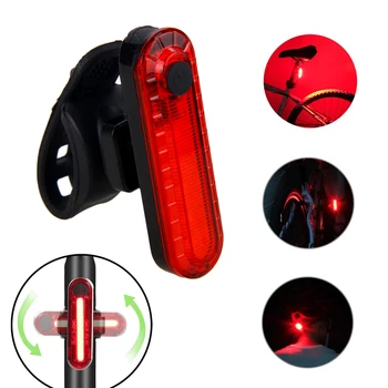 Red 5 LED-uri USB Reîncărcabilă Bicicleta Stop Siguranță Noapte de Echitatie de Avertizare Înapoi Lumina 4 Moduri de Bicicleta Lanterna cu Baterie Built-in Imagine 2
