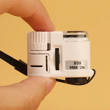 60X Portabile Lupa Mini Microscop de Buzunar Lupă Detector de Valută Bijutier Lupa Cu Lumina LED-uri Imagine 2
