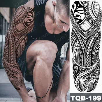 Mari Bratul Tatuaj Șarpe Bufnita Urs Maori Impermeabil Tatuaj Temporar Sticker Craniu Totem Arta Corp Complet False, Tatuaj Femei Bărbați Imagine 2