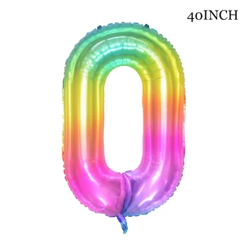 40inch Gigant Gradient de Bomboane Curcubeu Numărul de Culoare Baloane Folie 0 1 2 3 4 5 6 7 8 9 18 Ani Petrecere Copil de Dus Decor Imagine 2