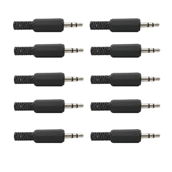 2/5/10/20buc Carcasă Neagră de Plastic Audio de 3,5 mm Stereo Plug Conector Jack de Lipire Căști Cablu de Extensie de 3,5 mm Adaptor de sex Masculin Imagine 2