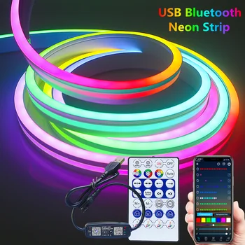 RGBIC LED Neon Lumini Benzi Bluetooth Inteligent APP de Control luminos cablu TV de Fundal Joc Living Decor de Culoare Atmosferă Lampa Imagine 2