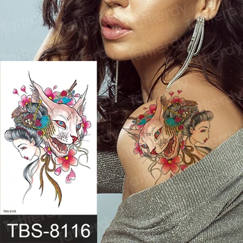 Tatuaj temporar phoenix dragon pisici animale sexy tatuaj pentru femei fete brațul tatuaj pe umăr maneca spate body art transfer de apă Imagine 2