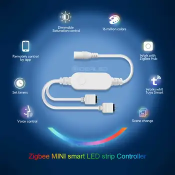 Smart Lumina RGB Banda 5m Kit cu Zigbee Controler cu LED-uri APP Voice Control Lucra cu Alexa & SmartThings H*U*E hub-ul Necesar Imagine 2