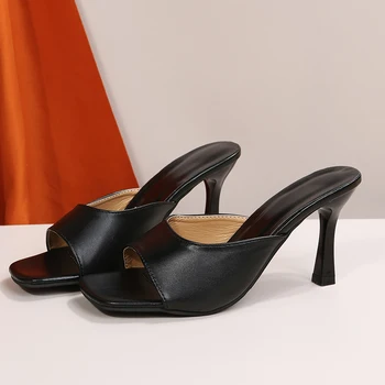Femei Pantofi Sandale 2022 Vara Afara Papuci de Înaltă Tocuri de 9cm sexy, cu Toc inalt sandale Stiletto Doamnelor Tobogane de Petrecere, pantofi Imagine 2