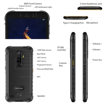 Ulefone Armura X8 Rugged Smartphone Android 11 4GB+64GB Telefon Mobil Global 4G LTE Telefonul Mobil/NFC/ rezistent la apa IP68/Octa-Core Imagine 2