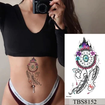 Impermeabil Tatuaj Temporar Autocolant Flori De Henna Flash Tatuaje Sirena Crescut Totem Body Art Brațul False, Tatuaj Femei Bărbați Imagine 2