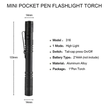 Portabil Mini LED Lanterna Stilou Lumina de 1000 lumeni 1 Comutator Modul Led Flash de lumină pentru Dentist Camping Drumetii Lampa Lanterna de Buzunar Imagine 2
