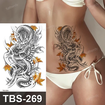 Impermeabil Tatuaj Temporar Autocolante Dragon Sarpe Nor Anime Floare Negru Flash Tatuaje Femeie Body Art Fals Maneci Tatuaj De Sex Masculin Imagine 2