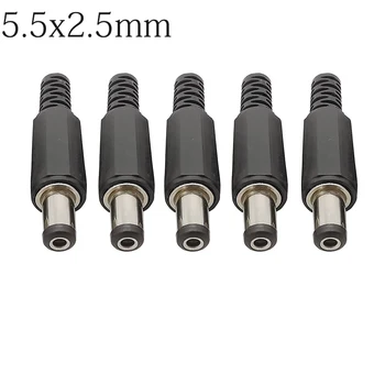 5/10/20buc 5.5 mm x 2.5 mm DC Plug de sex Masculin Sudare Conector Jack Adaptor DIY Negru Imagine 2