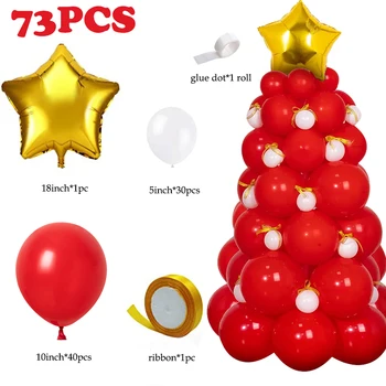 73Pcs Roz Roșu Crăciun Balon Pomul de Crăciun DIY Decor Balon 2023 Xmas Party Decor Imagine 2