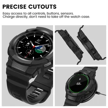 Fibra de Carbon Trupa pentru Samsung Galaxy Watch 4 Classic 46mm 42mm TPU Caz de Robust+bratara Samsung Galaxy Watch4 40mm 44mm curea Imagine 2