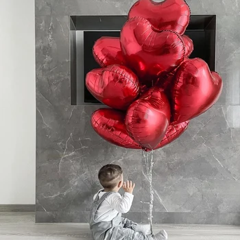 10buc Ziua Îndrăgostiților 18inch Red Rose de Aur Dragostea Forma de Inima, Baloane Folie Nunta, Logodna adult Cadouri Balon de Aprovizionare Imagine 2