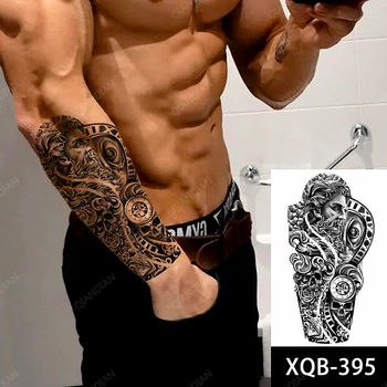 1 buc Floare Bărbați Impermeabil Tatuaje Temporare False Autocolante Brațul Rece Artă Mare Hipster Black Skull Ochi Ceasuri Solitaire Imagine 2