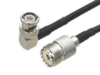 1buc RG58 UHF SO239 de sex Feminin Mufa BNC Male Conector unghi Drept RF Coaxial Jumper Coadă Cablu Pentru Antenă Radio 6 inch~40M Imagine 2