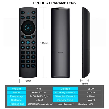 Pentru Android TV BOX G20S Pro 2.4 G Wireless BT5.0 Mouse-ul de Aer de Fundal Vocea IR de Învățare de la Distanță de Control Imagine 2