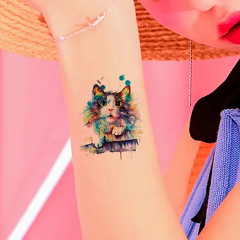 Mic Braț Încheietura Mâinii Galaxy Pisici Impermeabil Tatuaje False Autocolante Pentru Copii, Femei, Fete, Desene Animate Tatuaj Temporar Corpul Brațul Arta Tatuaje Imagine 2