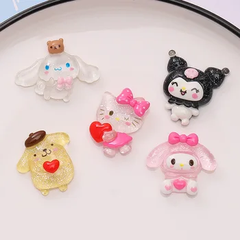 10buc Kawaii Sanrio Anime Hello Kitty Kuromi Drăguț Melodia Mea Cinnamoroll Sclipici Ice Clear Accesorii Bijuterii Jucărie pentru Fete Imagine 2